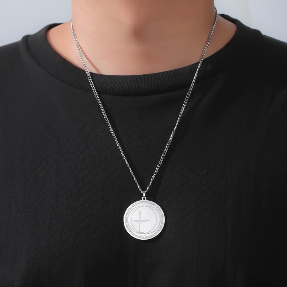 Dawapara Unitarian Universalist Chalice Necklace for Men Women Flame Symbol Talisman Pendant Stainless Steel Jewelry