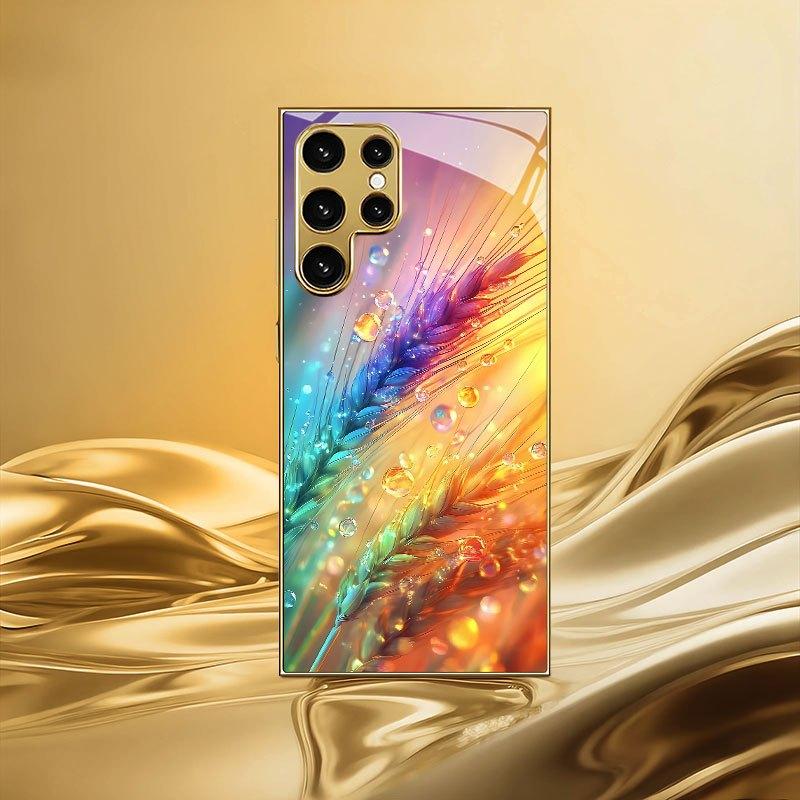 Galvanisierte goldene neue Handyhülle für Samsung Galaxy S26 Ultra S25 Plus S24 S23 S22 fe gehärtetes Glas Künstlerische Texturmuster