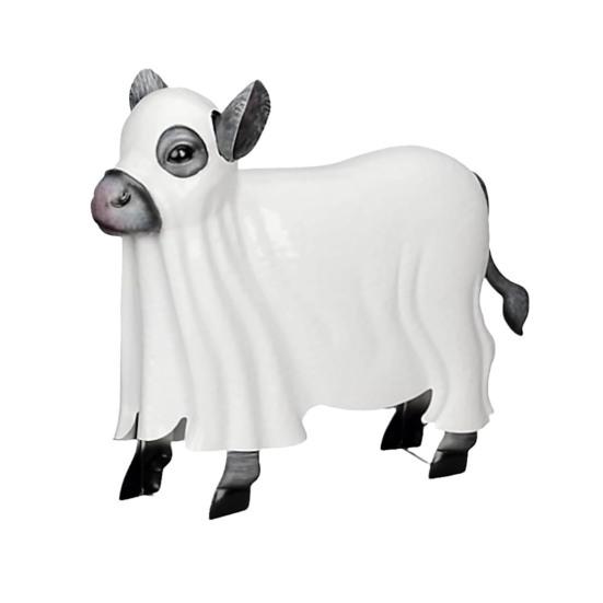 Ghost Cow Shape Metal Resin Handmade Halloween Decor Indoor Outdoor Sculpture Yard Decorative Ornament
