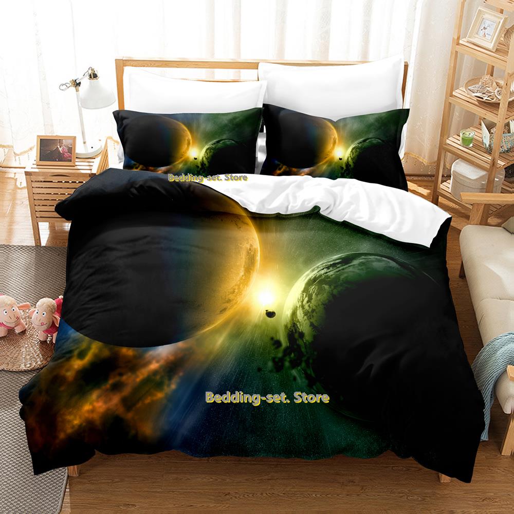 Set Letto Pianeti Singolo Gemello Matrimoniale Queen King Size Set Letto Adulto Bambino Camera da Letto Set Copripiumino universo spazio esterno Letto