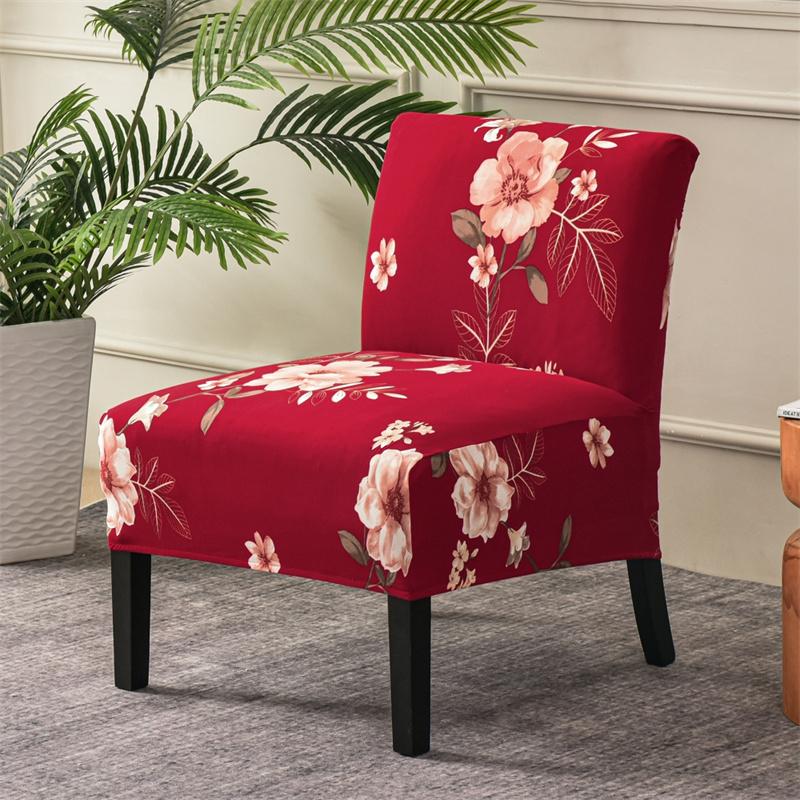 Accent Armless Chair Cover Geometric Print Single Sofa Stool Slipcover Nordic Stretch Chair Covers Elastic Couch Protector Cover