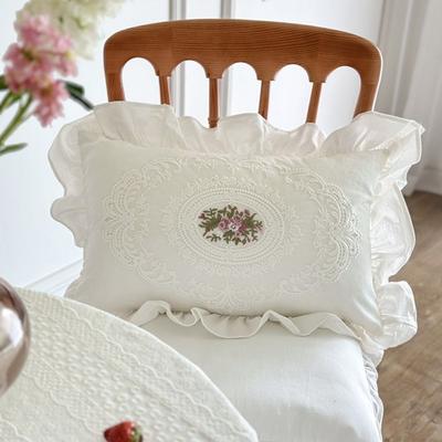 With Lotus Frill French Lace Pillow Cover Soft Comfortable Embroidered Cushion Cover Washed Material Pillow Shell Sofa