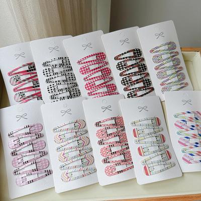 12Pcs Fashion Children's Simple Hairpin Girl's Cute Plaid Bangs Side Clip Hairpin Set Headwear Accessories Hairpin Gift