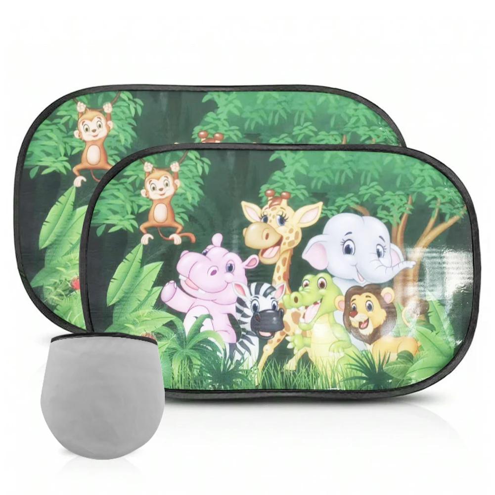 2 Adet Saklama Çantalı Araba Güneşliği Yan Cam Ön Cam Tavan Camı Karikatür Çocuklar Yetişkinler İçin Vantuzlu Güneşlik Güneş Siperliği