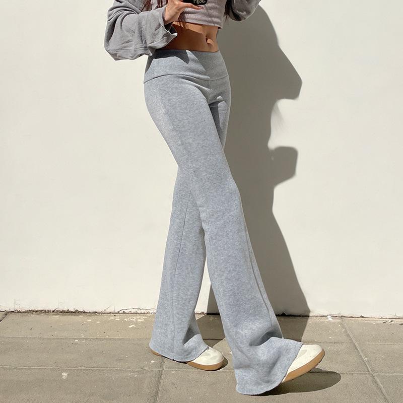 Slim Low Waist Casual Sweatpants For Women Solid Simple Basic Flared Pants Sports Jogging Trousers