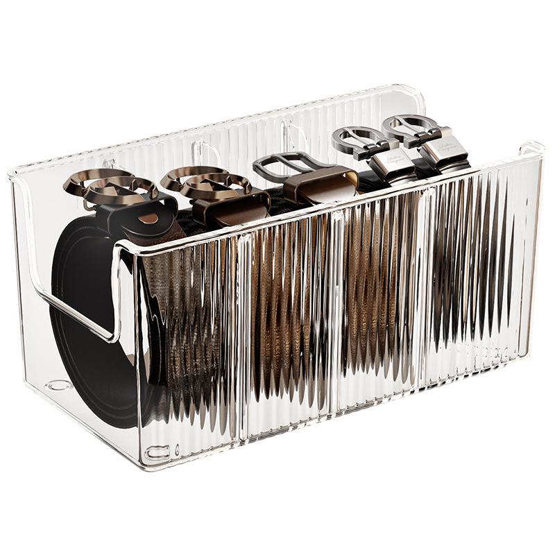 Men's Belt Display Rack: Acrylic Wardrobe Organizer with Transparent Compartments