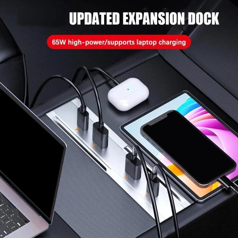 Car Fast Charging USB Shunt Hub Ports for Car 3+ Highland Center Console Docking Station Type C Data Transfer Adapter