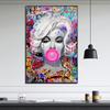 Berühmte Frauen blasen Kaugummi-Poster, Graffiti-Frauen-Pop-Ölgemälde, abstrakte Heimdekoration