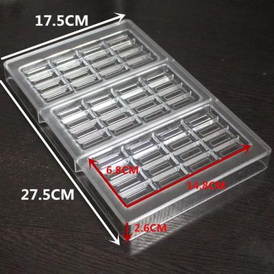 Molde de barra de chocolate resistente e quebrável, fabricante de barras de chocolate de policarbonato, moldes de policarbonato 3D