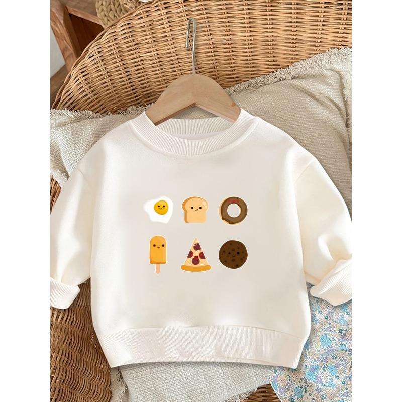 Kids Sweatshirt Cute Printed Pattern Simple Sweet Beauty Baby Spring Thin Round Neck Hoodie
