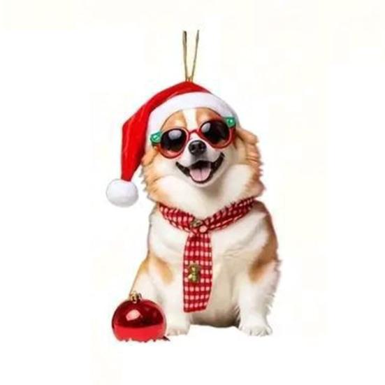 2D Flat Puppy Ornament for Keys Crown Dog Acrylic Keychain, Backpack Cute Pet Key Ring Friends Charm, Animal Hanging with Lanyard Transparent