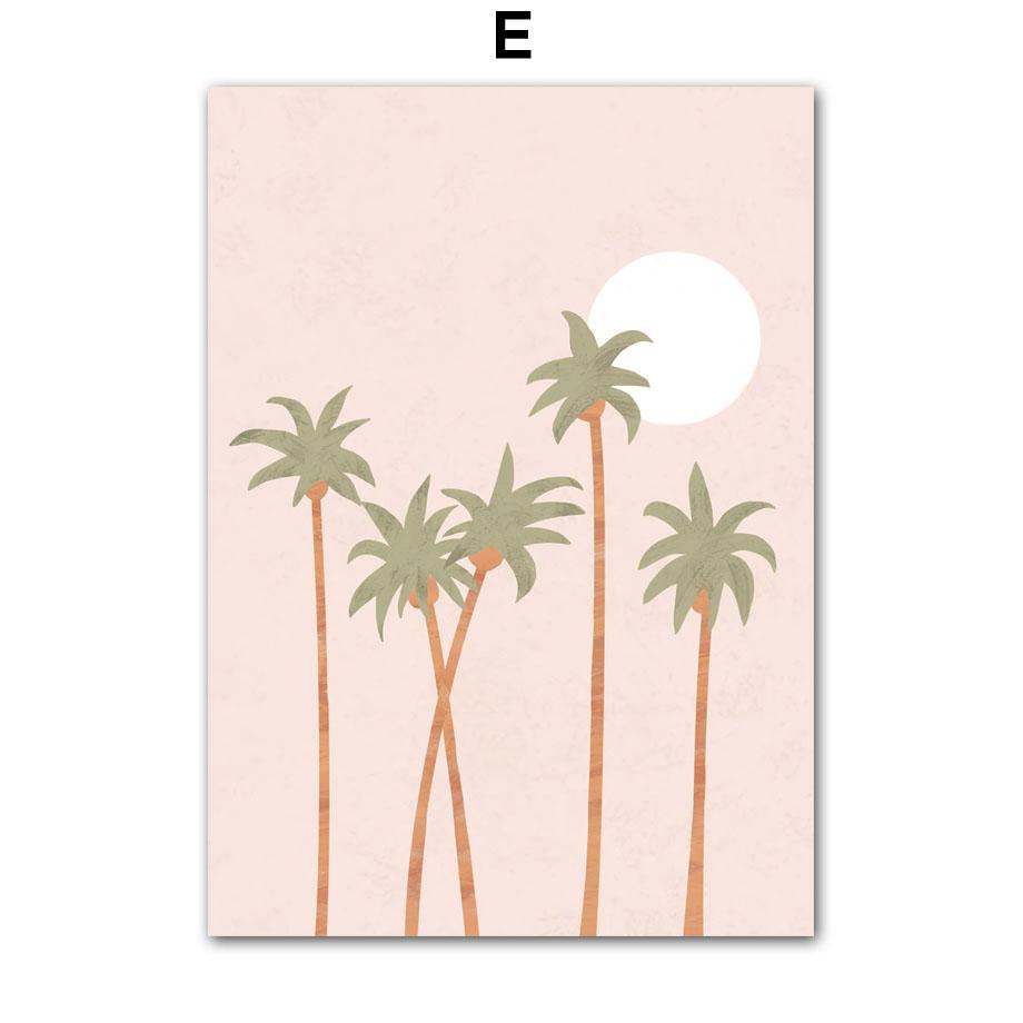 Boho Mountain Sun Line Girl Flower Leaves Wall Art Canvas Painting Minimalist Posters And  Prints Pictures For Living Room Decor