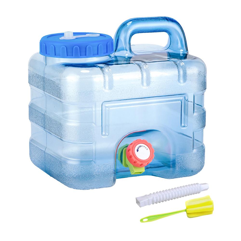 Portable Container with Faucet Kits Driving Water Tank Camping Equipment Water Storage Tank with Hose Cleaning Brush for Hiking