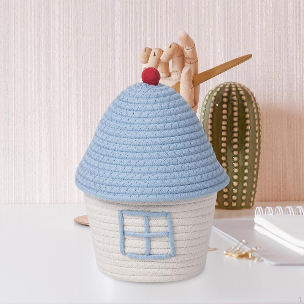 Cotton Rope Woven Basket Desktop Organizer Creative Decorative Home Supplies Organiser Snack Holder