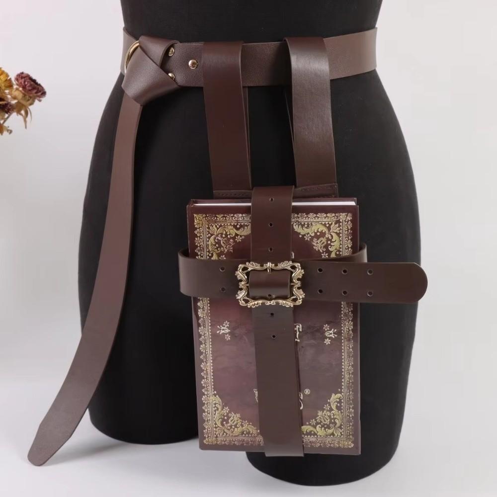Not with Book Medieval Waist Belt PU Leather Book Pouch Set Stage Performance