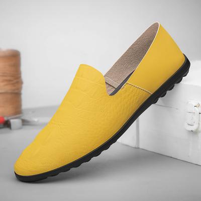 Mode Klassische Marke Herren Leder Freizeitschuhe Weiche Sohlen Bequeme Pendel- Fahrschuhe Büro Herren Business Schuhe Gelb Trend