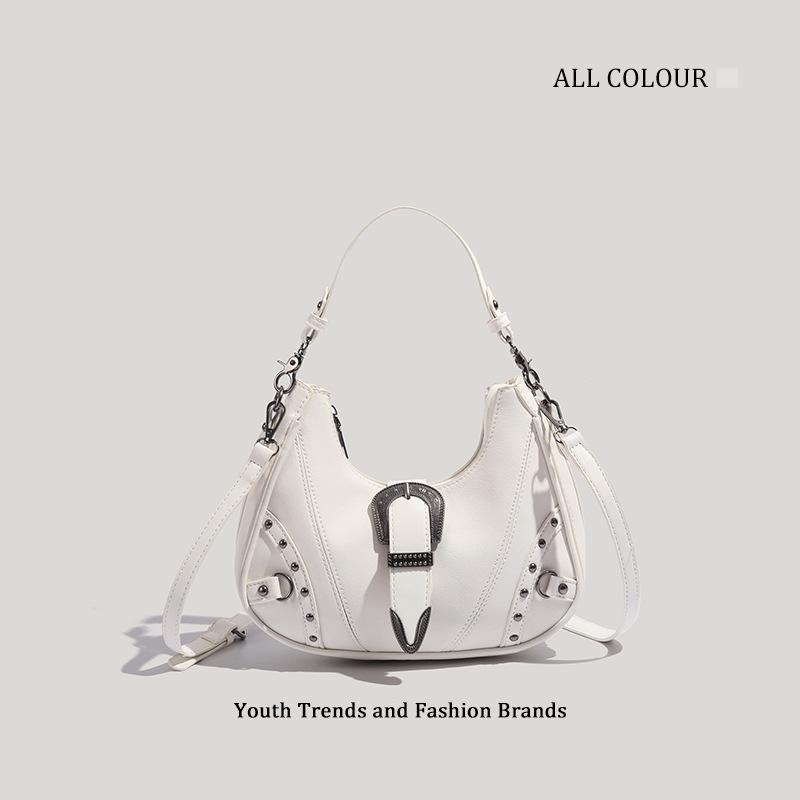 Niche Retro Made Old Silver Belt Buckle Underarm Shoulder Bag New Millennium Commuter Locomotive Oblique
