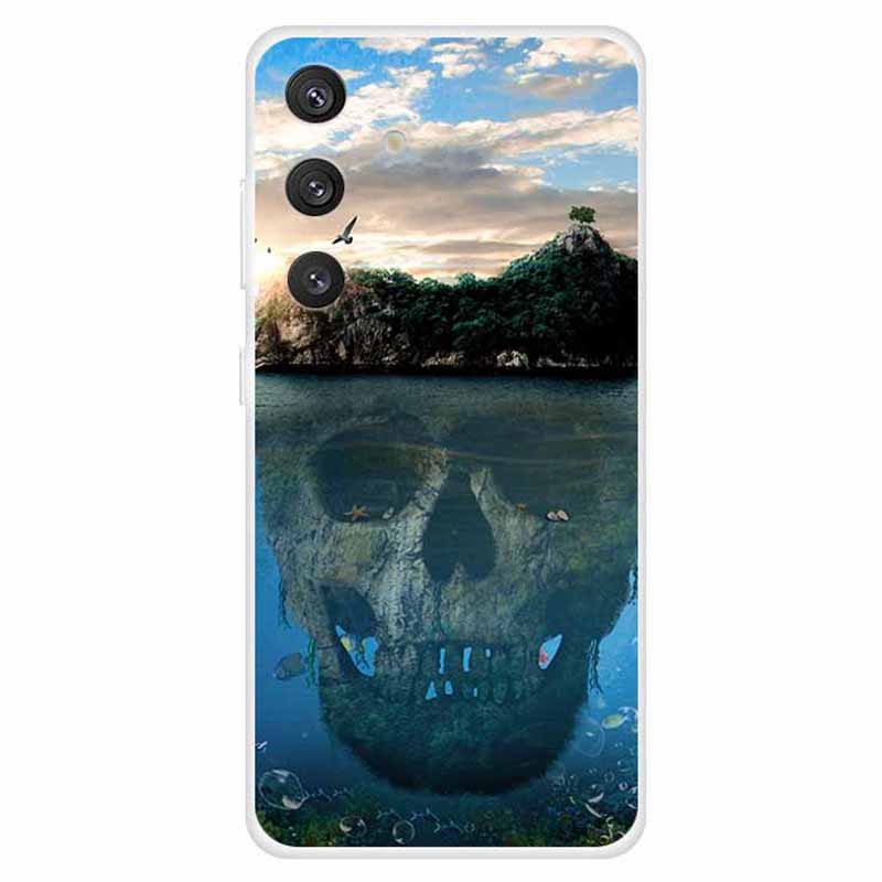 

For Samsung Galaxy S24+ Pattern Case Slim Shockproof TPU Phone Cover Skull Mountain