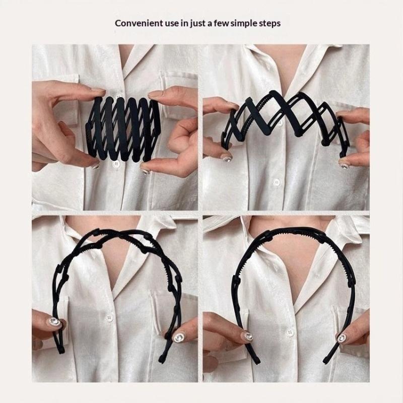 Convenient Foldable Solid Plastic Hairband For Women Girls Travel Stretchable Headband Hair Head Band Novelty Hair Accessories