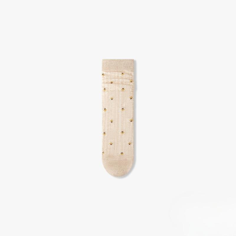 

Женские осенние винтажные хлопковые носки с рваным цветочным узором в рубчик 1 pair бежевый/розовый