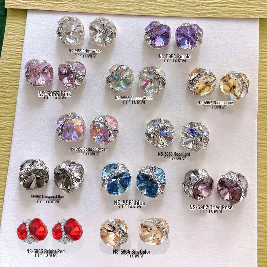 Luxury Square Manicure Accessories with Handmade Stacked Rhinestones - Super Shiny Crystal Nail Art