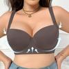 Large-sized Smooth Bra Women's Seamless Sexy Underwear Women's Gathering Bra Anti-sagging Deep V Bra with Steel Rims
