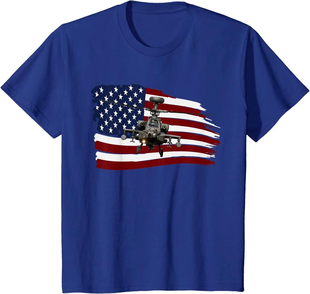 US American Flag AH64 Apache Helicopter Gunship TShirt Summer Cotton Short Sleeve ONeck Mens T Shirt New S3XL