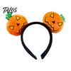Funny Cosplay Hair Accessories Halloween Plush Pumpkin Headband, Fuzzy Orange Ghost Face Decorative Holiday Photo Props for Women Costume Hoops
