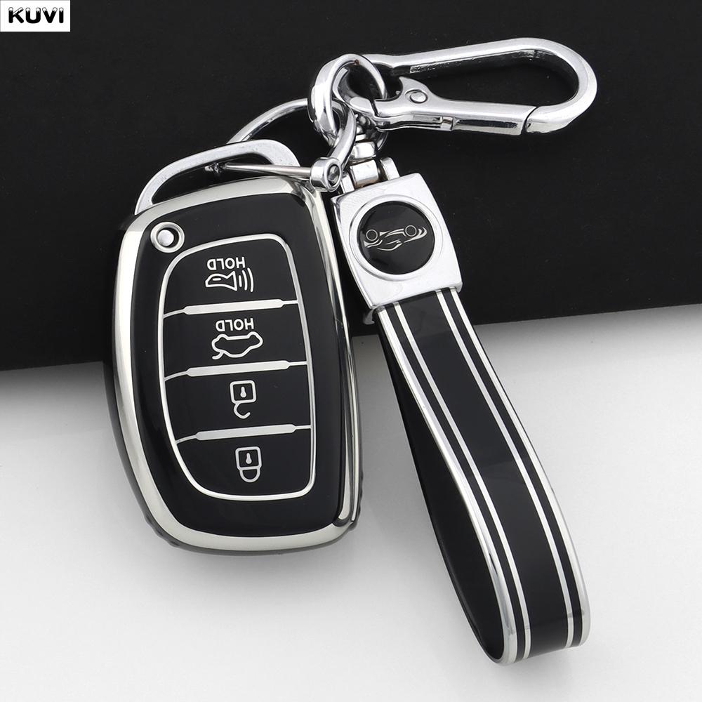 EEJQ9 Hot TPU Car Smart Key Case Cover For Hyundai Tucson Santa Fe Rena Sonata Elantra Creta Ix35 Ix45 I10 I30 I40 Keychain Holder Fob