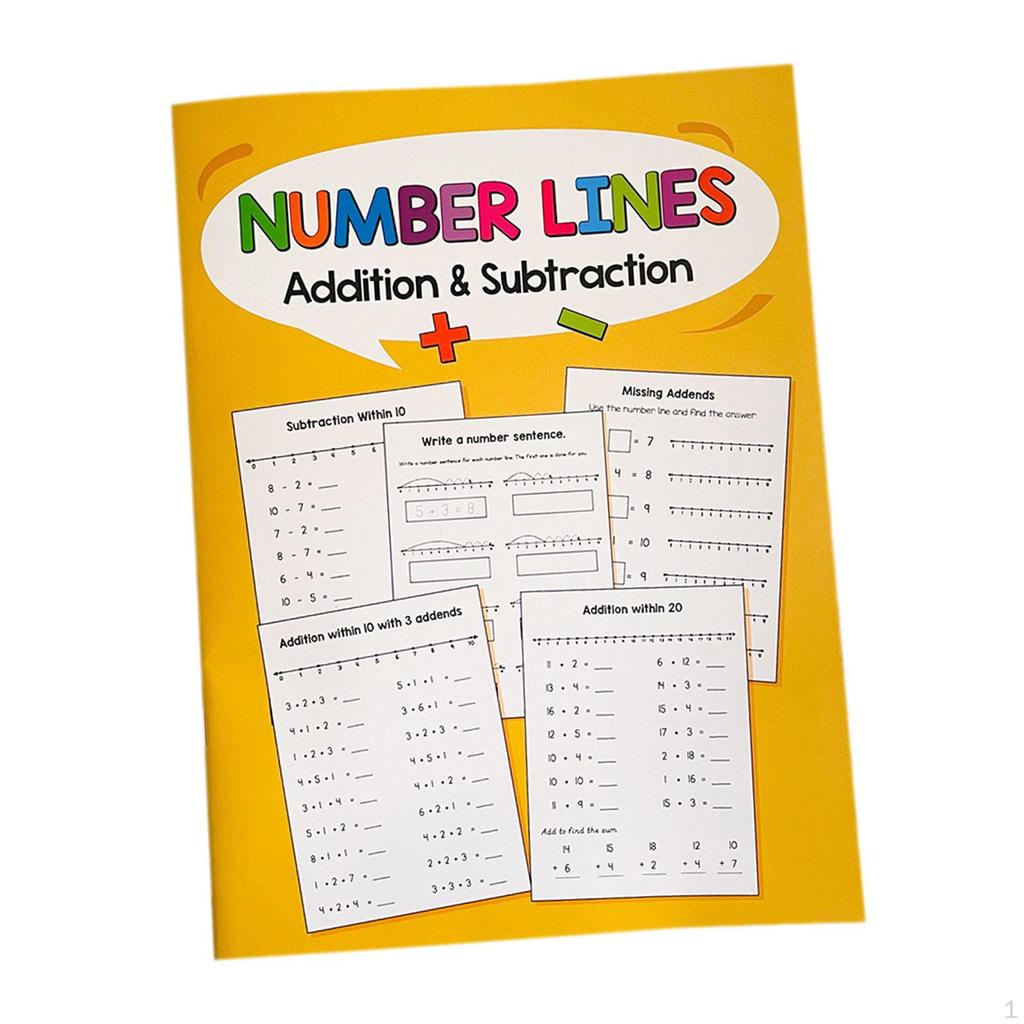 Math Workbook Addition Subtraction,Educational,Homeschool Curriculum,Within 20 Number Line
