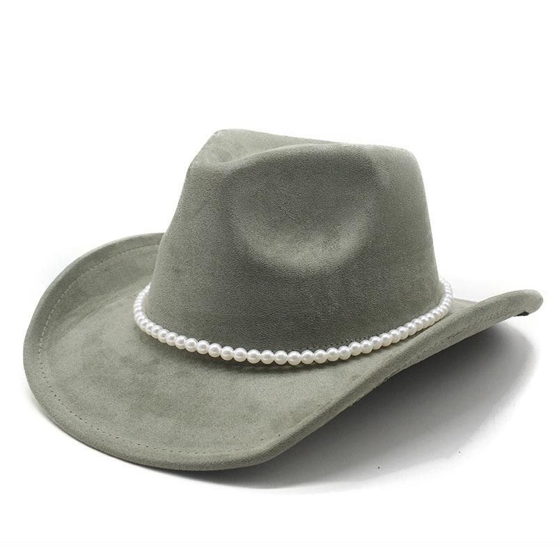 Vintage Pearl Western Cowboy Hat Men And Women, Tibetan Suede Jazz Hat, Top Hat