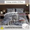 2/3Pcs Duvet Cover Set (1 Duvet Cover + 1/2 Pillowcase, Without Core), 3D Simple Forest White Wolf Animal Sculpture Print