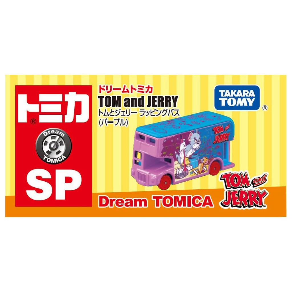 TAKARA TOMY Dream Tomica SP Tom and Jerry Wrapping Bus (Purple) Miniature Car Toy for Ages 3 and Up