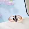 Anelli con fiore in cristallo di zircone nero Kinel per donna
