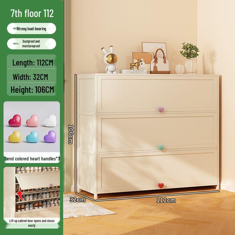 Cream Multi-Layer Off-White Shoe Cabinet - Space-Saving Hallway Storage Rack