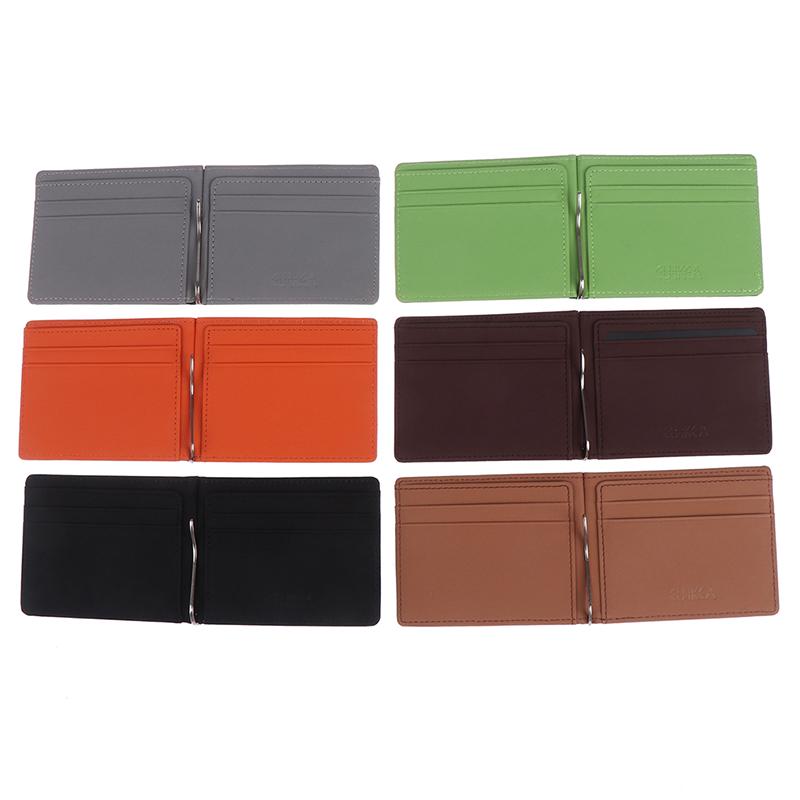 1X Billetera con Clip para Billetes Ultradelgada de Cuero para Tarjetas de Crédito/Identificación