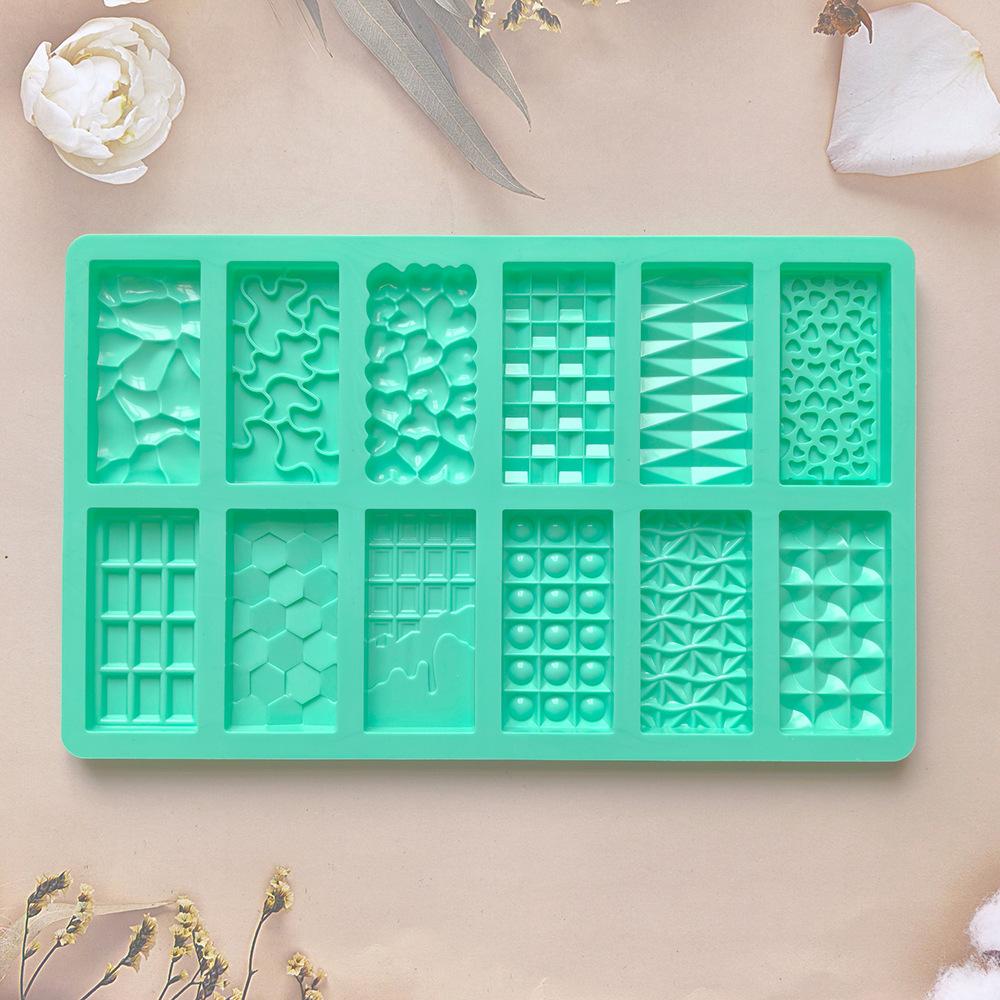 

Набор силиконовых форм для шоколада с 12 ячейками для выпечки, для DIY, для фондана, печенья, желе, пудинга, для украшения торта, антипригарные, многоразовые зелёный