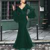 Elegant 2025 Black Lace Embroidered Fishtail Evening Dress for Women