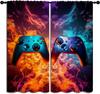 Gamepad Blackout Curta For Boys Girl Bedroom Decor,Game Gamer Colorful Tie Dye Controller Thermal Insulated Rod Pocket Drapes