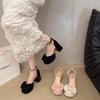 Fashion versatile one-word skirt single shoes fairy summer new 2025 wind with bag head sandals female bow