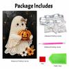 Frameless Pearl Bead Painting Kit Cute Ghost Pumpkin Design DIY Handmade Craft Canvas for Home Wall Decor Autumn Seasonal Gift Art