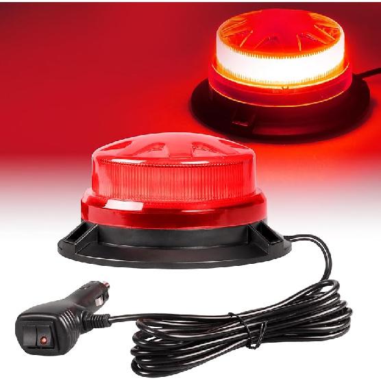Red LED Strobe Light, 24W IP65 Waterproof LED Strobe Lights for Trucks, 8 Kinds Flash Modes Strong Magnetic Mount 12V-24V Emergency Strobe Lights for