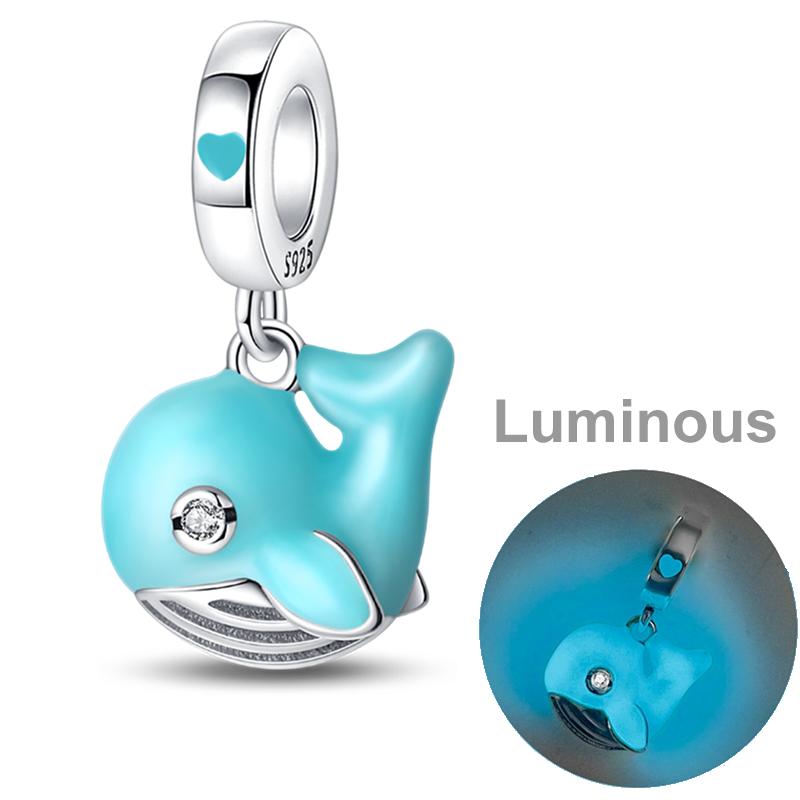 Copper Colorful Luminous Charms Bead Shell Turtle Butterfly Star Dangle Fit Bangle Bracelets Diy Jewelry Marking