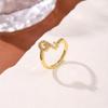 Copper Inlaid Zircon Alphabet Ring: Women's Fashionable Adjustable Open Ring
