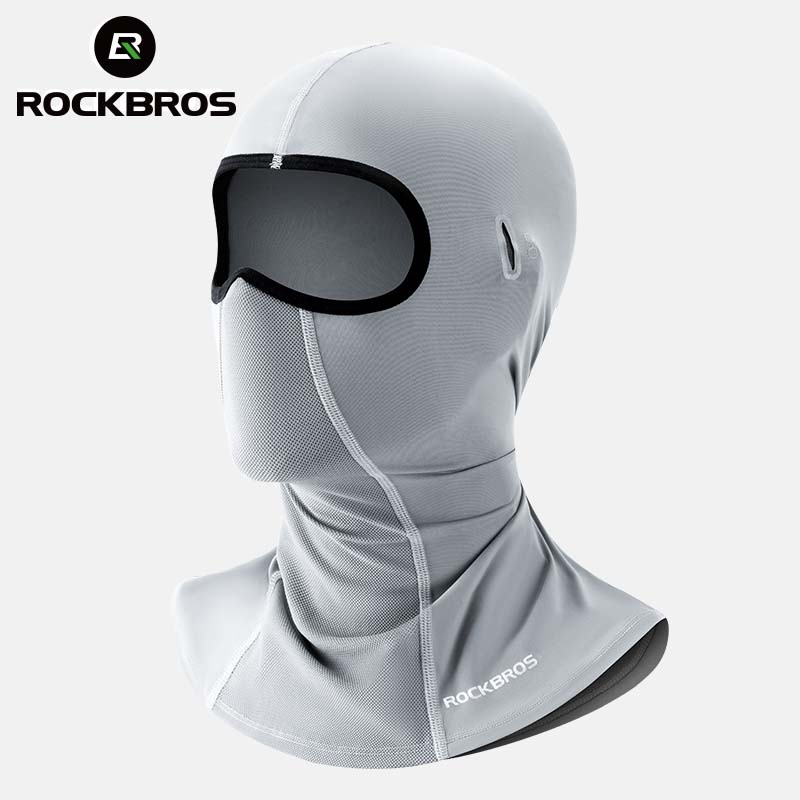 ROCKBROS Summer Cycling Face Mask Lightweight Breathable Cool Ice Silk Scarf With Glasses Holes Sunscreen Mask Cycling Headgear Standard Size