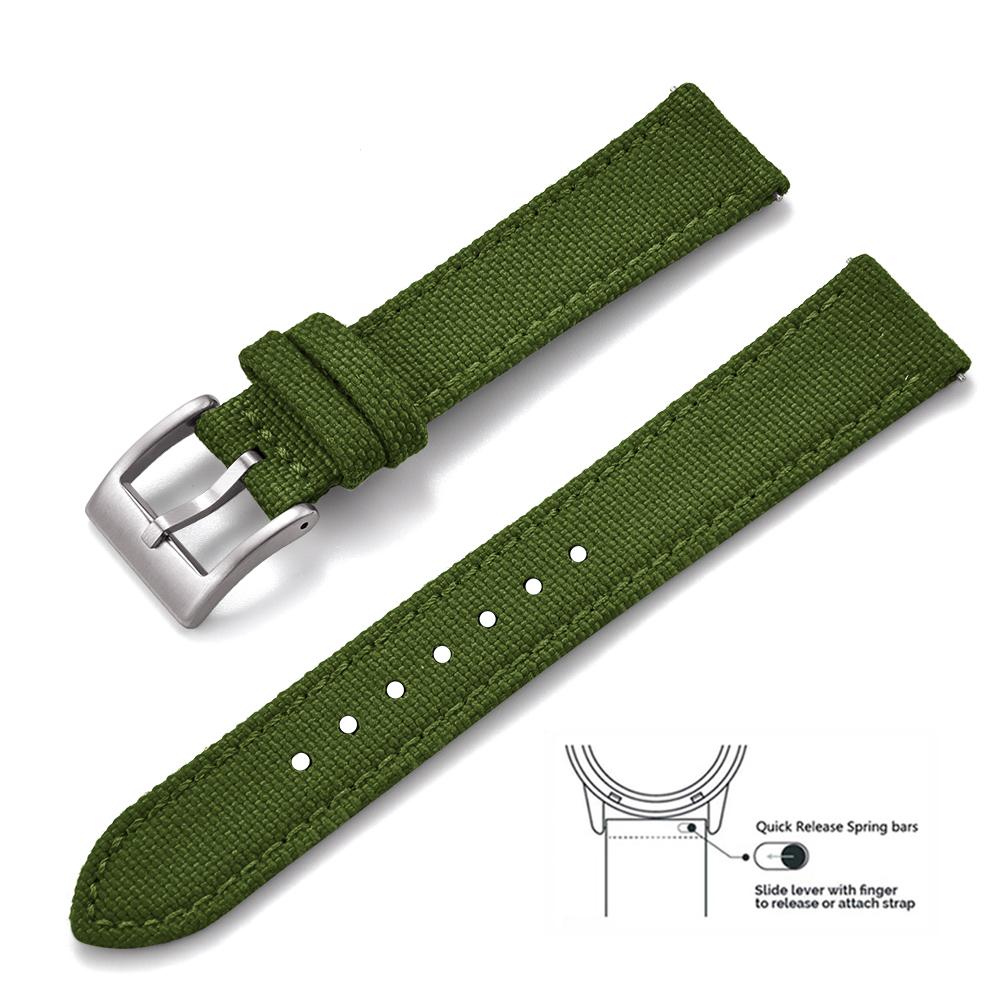 2025 Novo Pulseira de Lona de Nylon de Liberação Rápida de 18/20/22mm Para Samsung Galaxy Watch Huawei GT4 Pulseira de Couro Militar Vintage