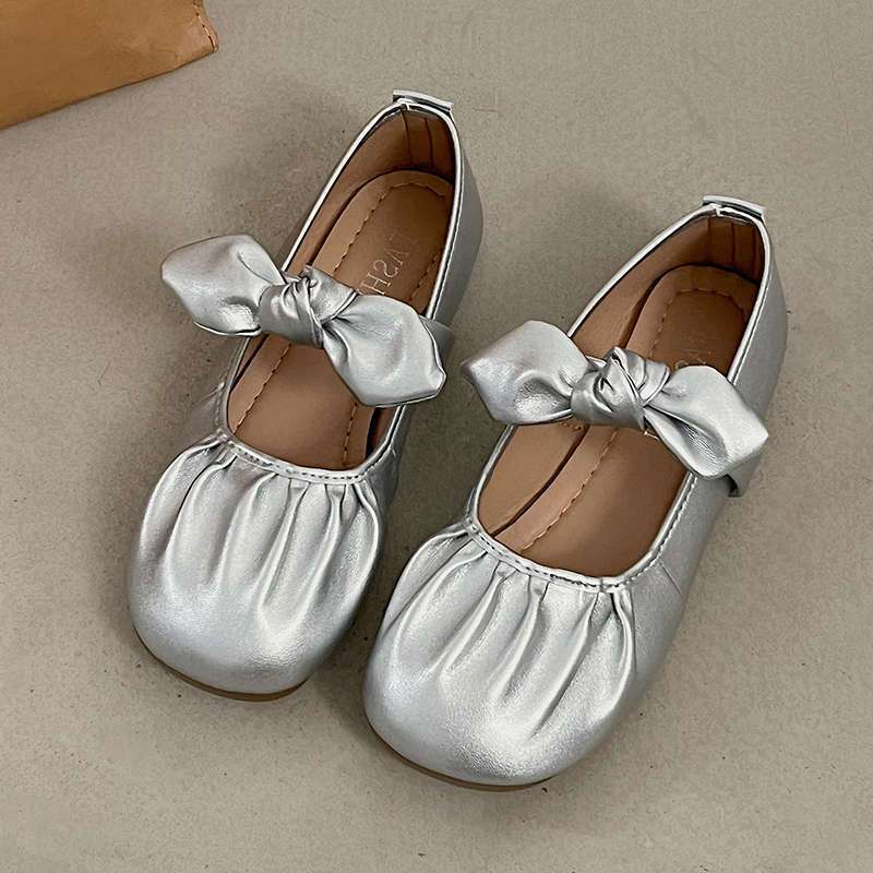 

College style Mary Jane single shoes women s thin flat bottom comfortable one pedal lazy shoes 40 срібний