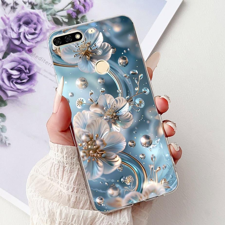 For Huawei Y7 Prime 2018 Case Nova2 Lite Luxury Painted Cover Soft Slim Phone Case For Huawei Y7 Pro 2018 Y72018 Back Cover Bags