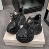 Fashion 10CM Women Casual Leather Shoes New Autumn Breathable Mesh Chunky Sneakers Street Height Increased Shoes Thick Platform Sneakers