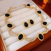Gifts Oval Earrings Korean Style Bridal Jewelry Sets Elegant Vintage Necklace  Wedding Decor
